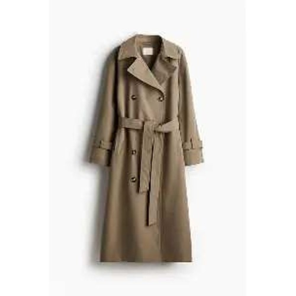H&M Khaki Tan Double Breasted Belted Trench Coat Womens Small New With Tags